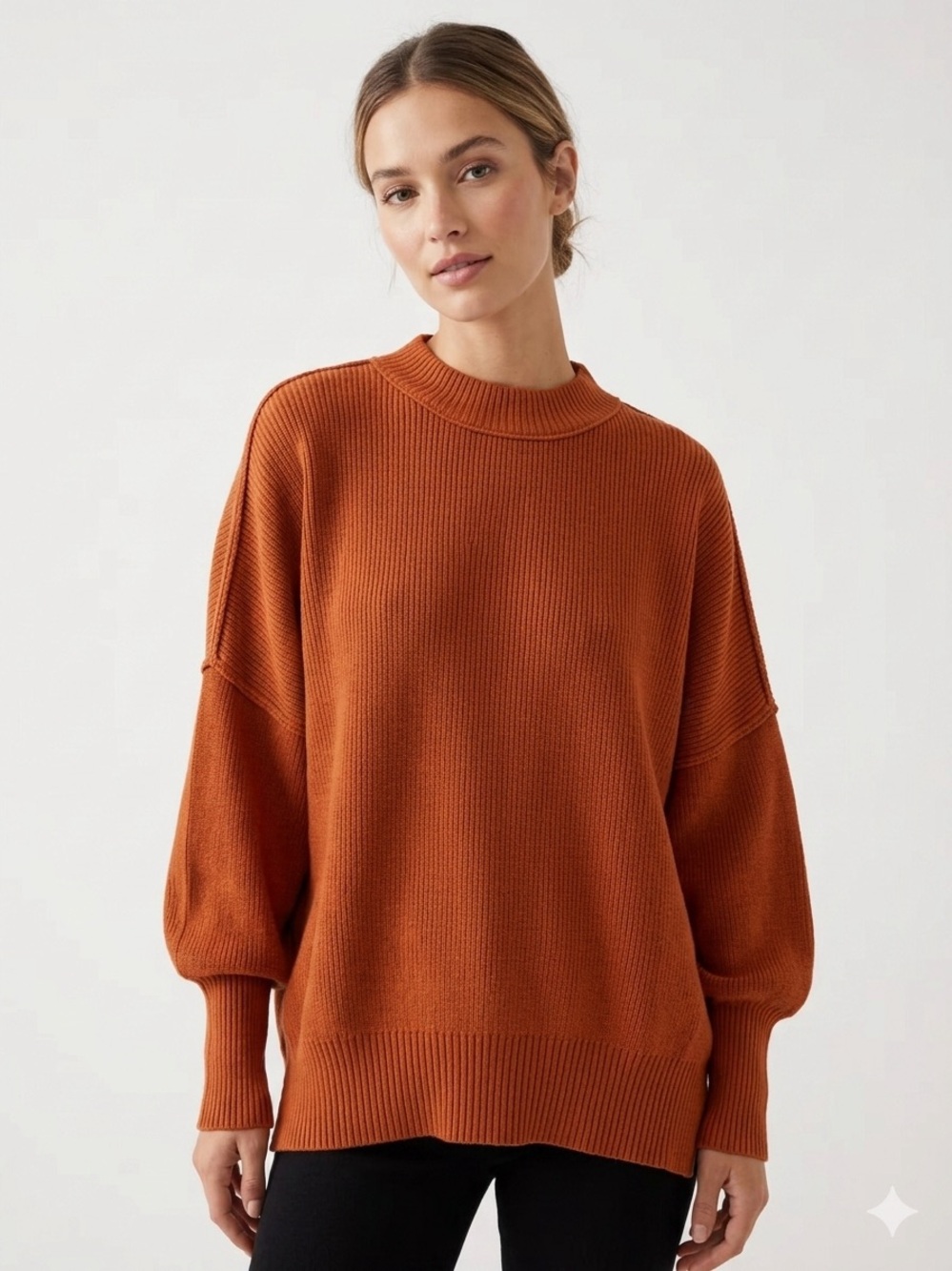 Free People Easy Street Tunic Sweater XS Tuscan Earth Orange Elevated Casual